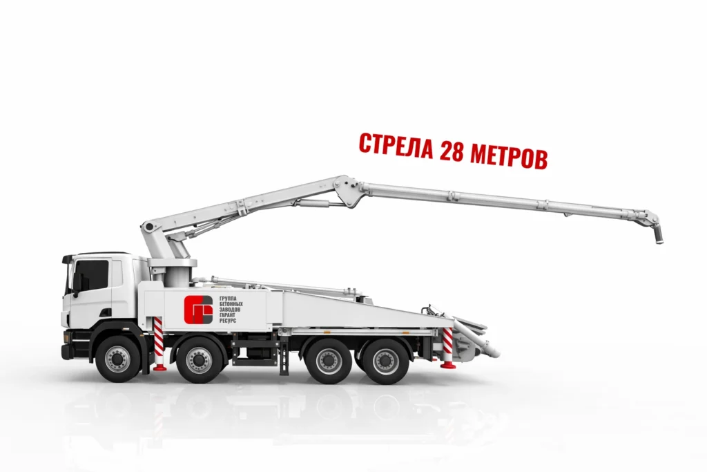 Автобетононасос со стрелой 28 м для подачи бетона на объект в Одинцово