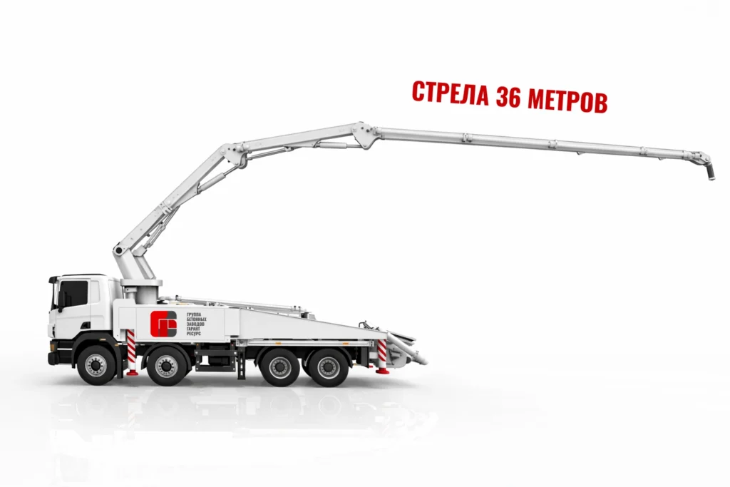 Автобетононасос со стрелой 36 м для подачи бетона на монолитные работы в Одинцово